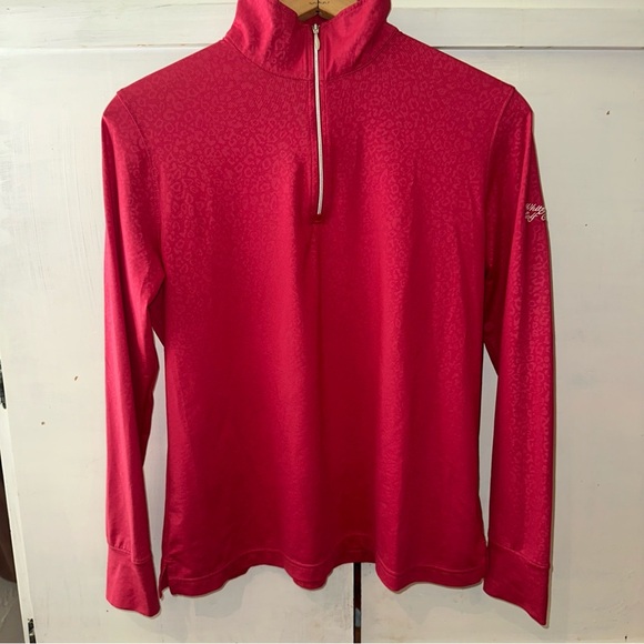 Hot Pink Leopard Cheetah Pattern Quarter-Zip Pullover SOOO CUTE! Size: Large - Picture 6 of 10
